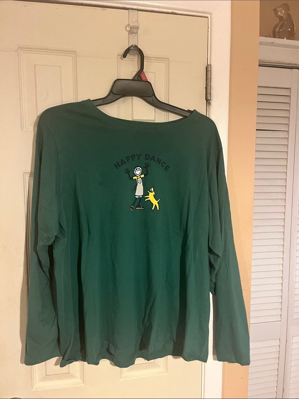 Life is Good Happy Dance Green Graphic Long Sleeve Tee